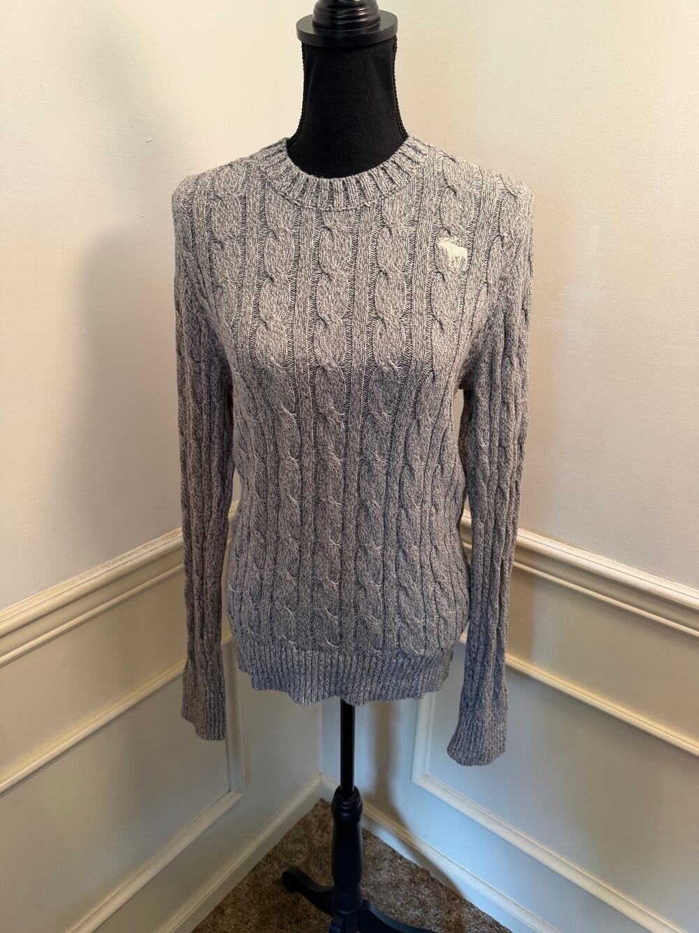 VTG Y2K Abercrombie & Fitch Muscle Fit Cable Knit Sweater Cotton Cashmere Blend